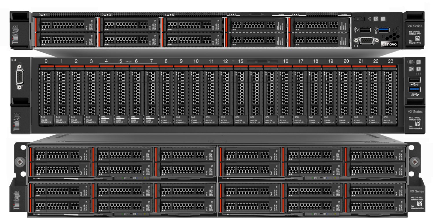 Three Servers in the Lenovo ThinkAgile VX Series family