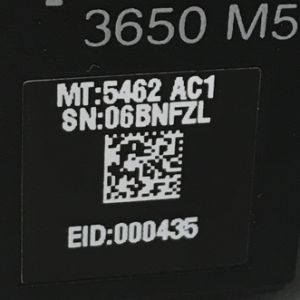 Closeup of the asset barcode