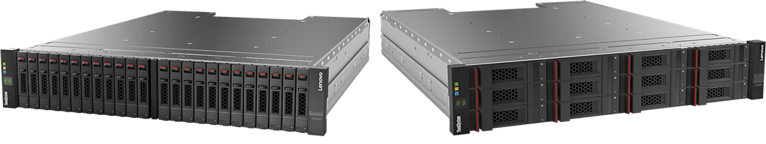 Lenovo ThinkSystem DS2200 SFF (left) and LFF (right) enclosures