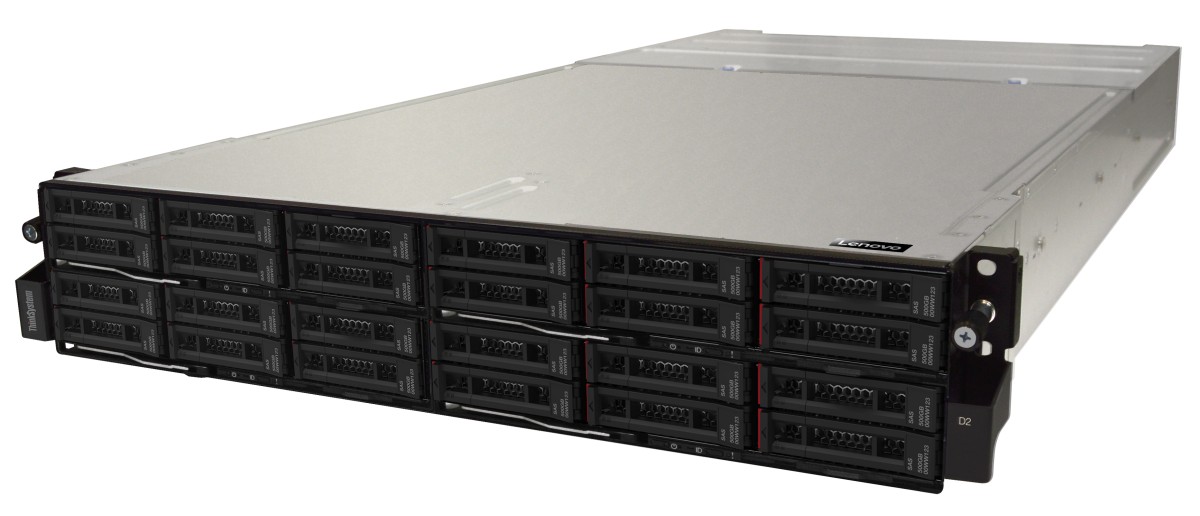 Four ThinkSystem SD530 servers installed in a D2 Enclosure