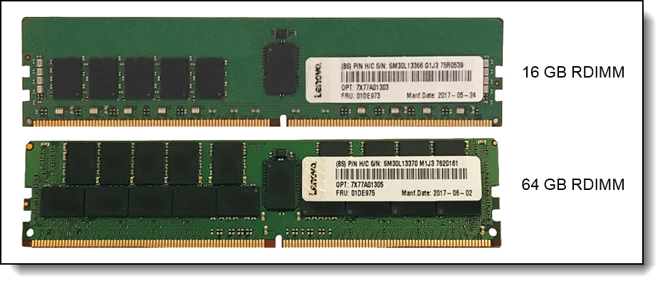 Lenovo 16 GB and 64 GB RDIMMs