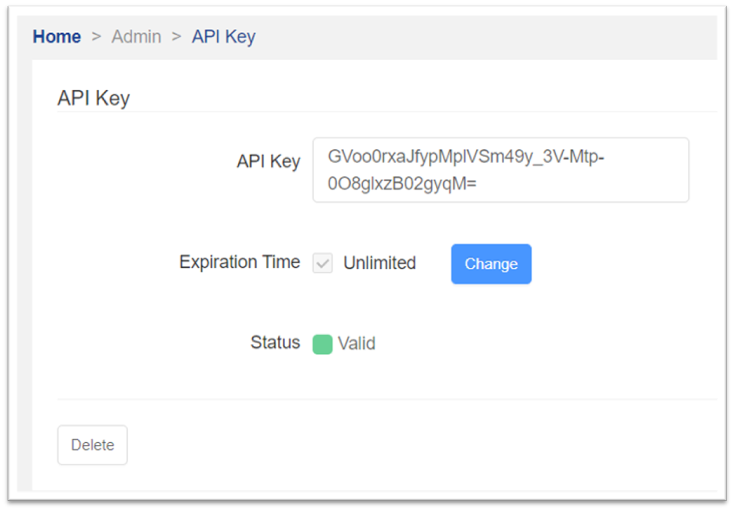 API Key page