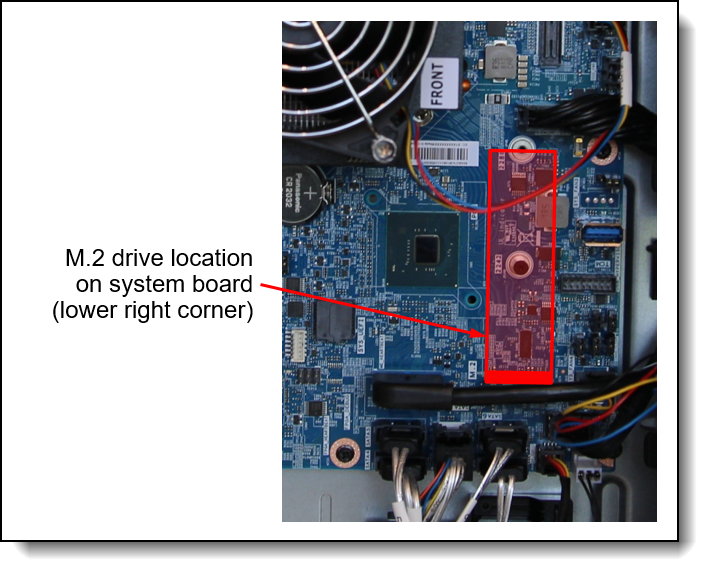Location of the M.2 Drive on the ST250 system board