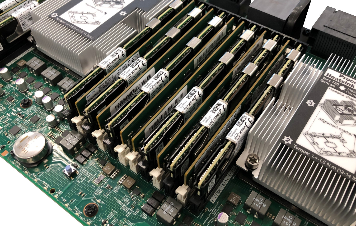 Intel Optane DCPMMs installed in a ThinkSystem SR950 system board