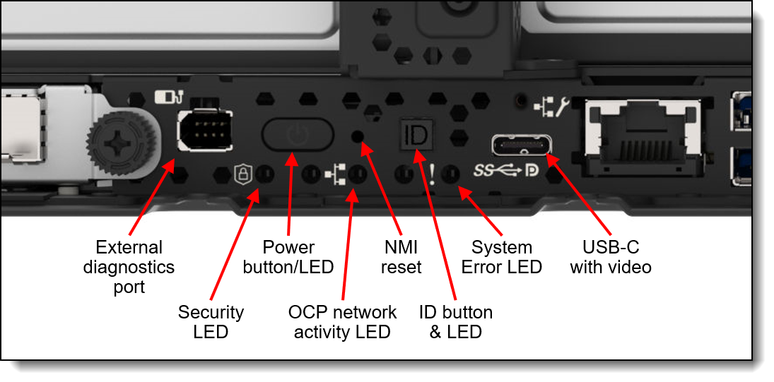 Front operator panel and system LEDs