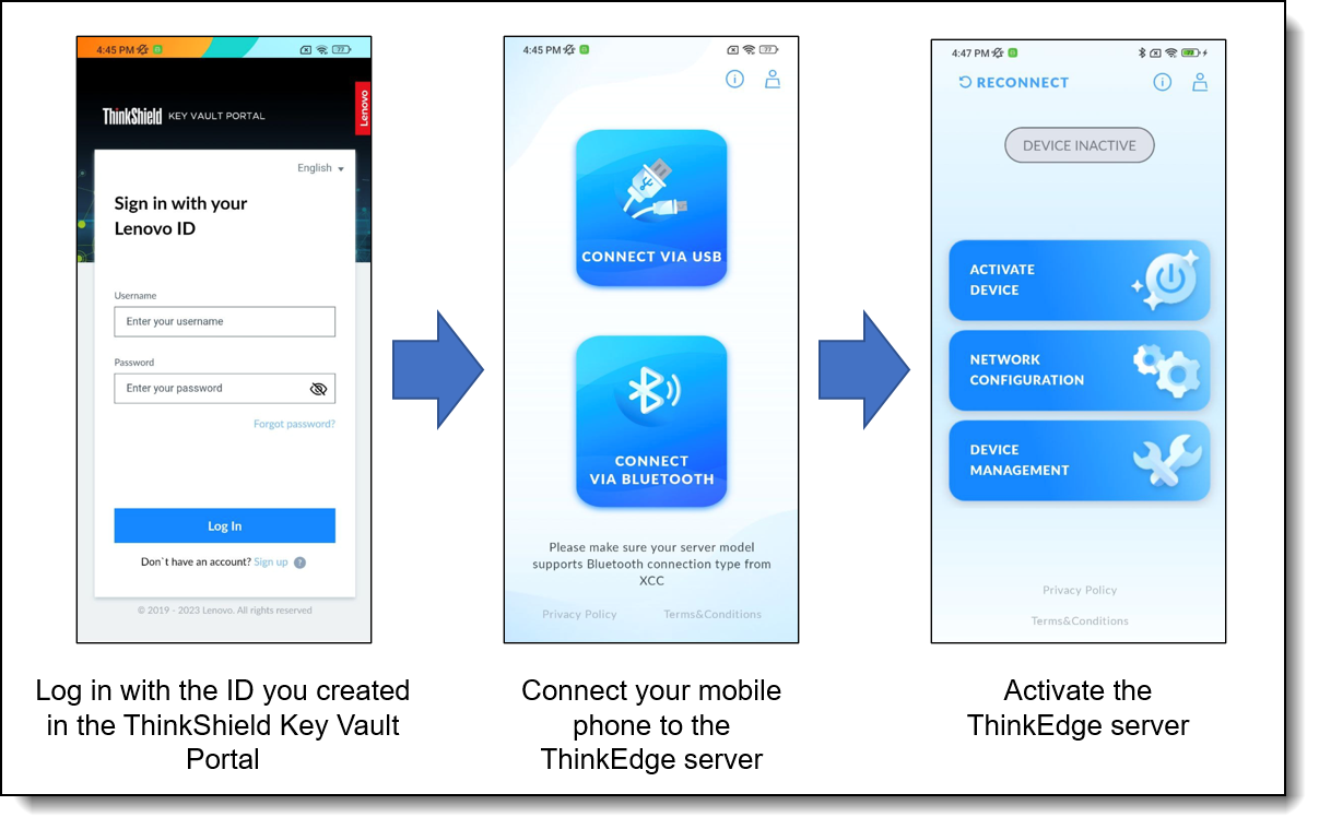 Activation flow using the ThinkShield Edge Mobile Management App