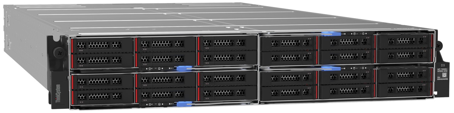 Four SD535 V3 servers installed in a D3 Chassis Enclosure