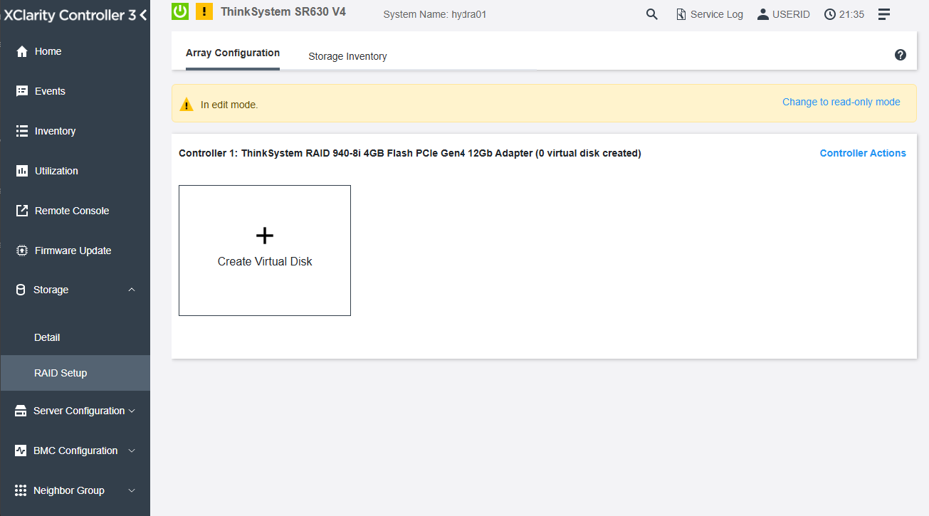 Click "Create Virtual Disk" button