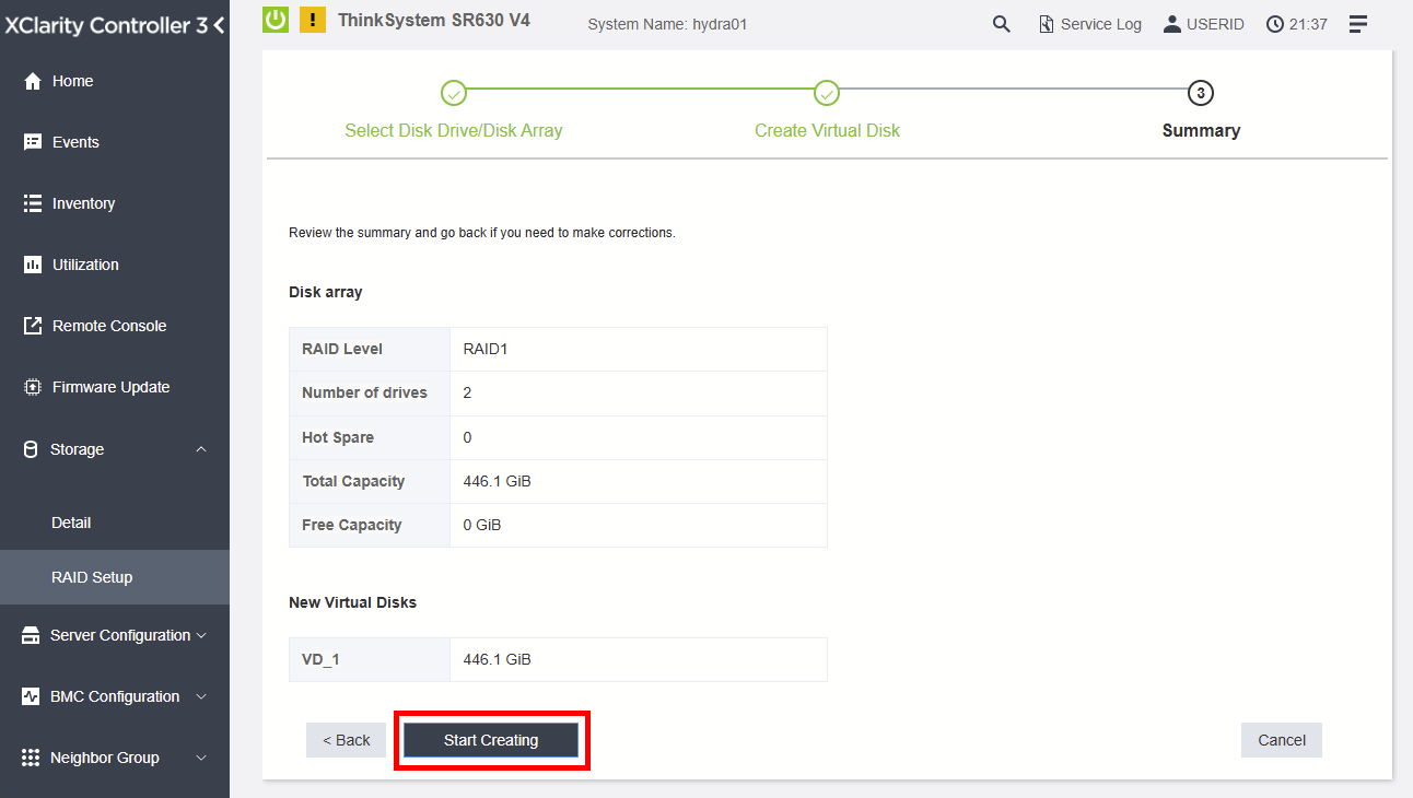 Click "Satrt Creating" button