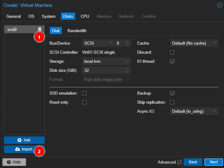 Delete default disk