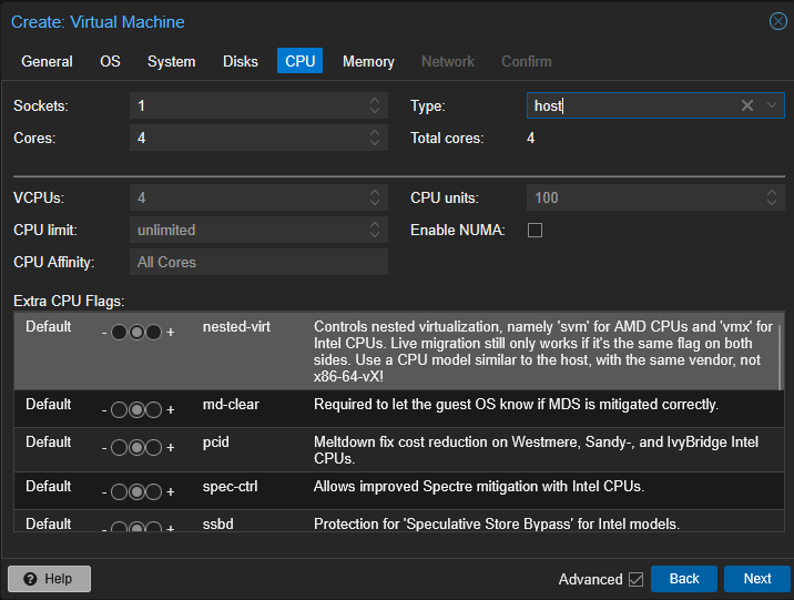CPU selection