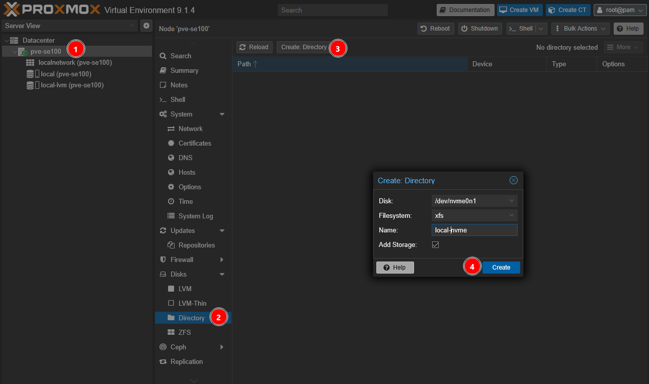 Local directory creation