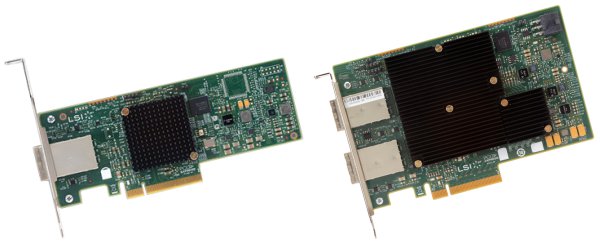N2225 (left) and N2226 (right) SAS/SATA HBAs for IBM System x