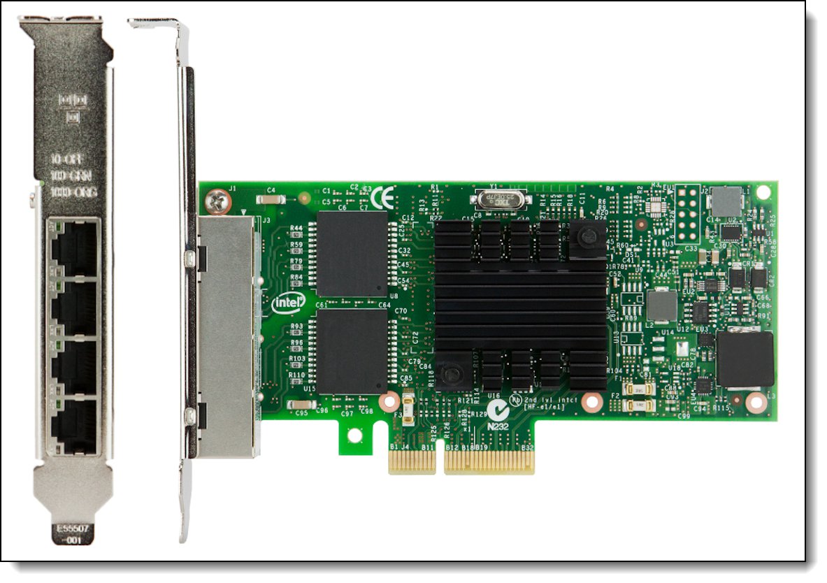 PCI Express 2.0 X4, H!Fiber.com 1Gbe Ethernet Network Adapter for Intel I350-T4 NIC Quad Copper RJ45 Ports 