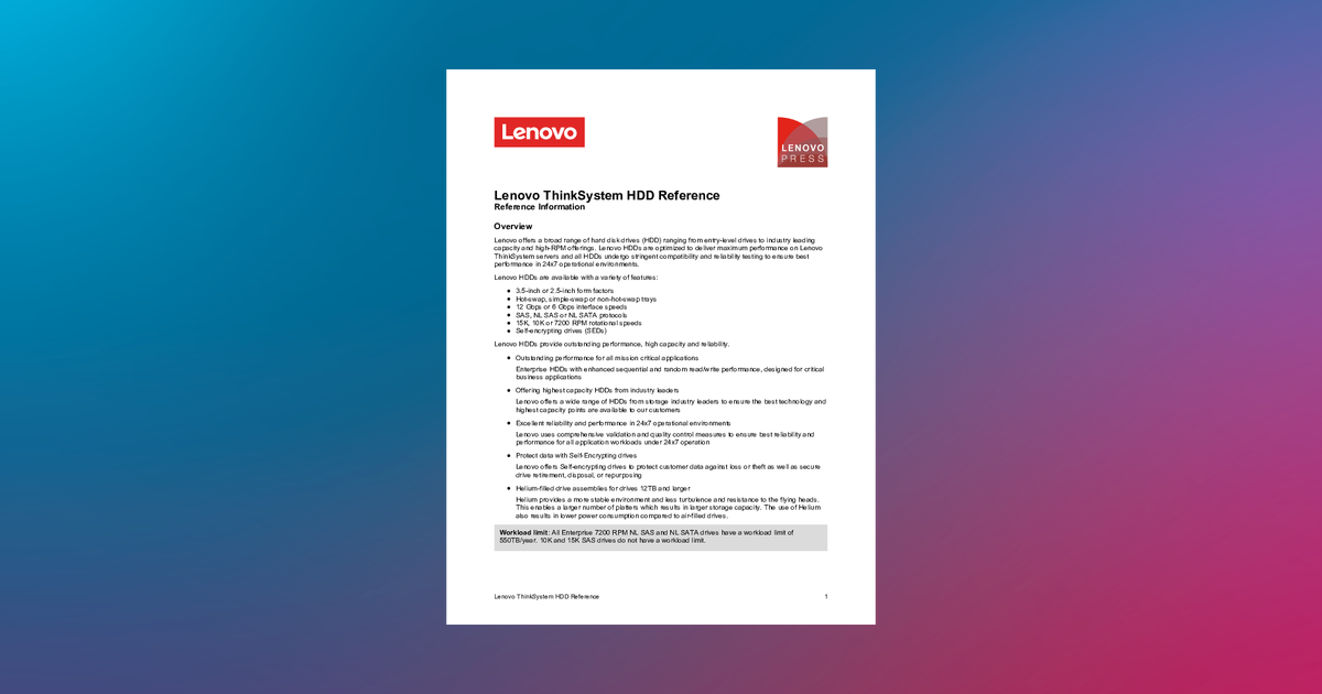 Lenovo ThinkSystem HDD Reference > Lenovo Press