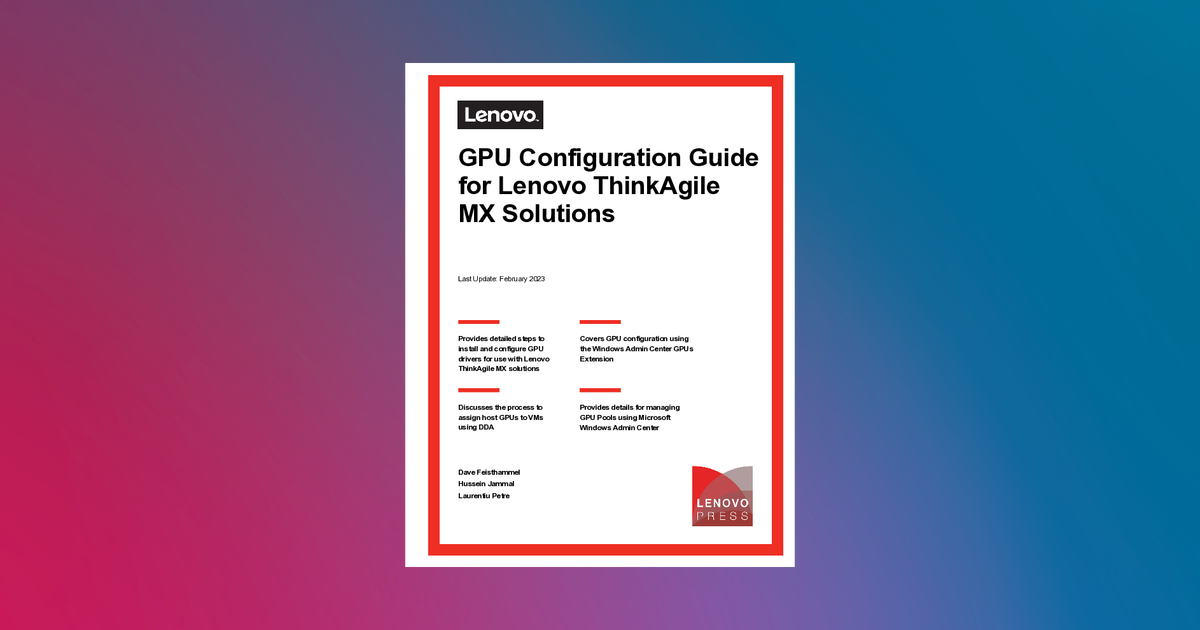 Configuration Guide for ThinkAgile MX Solutions Press
