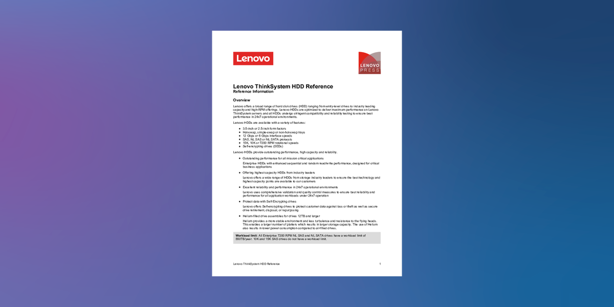 Lenovo ThinkSystem HDD Reference > Lenovo Press