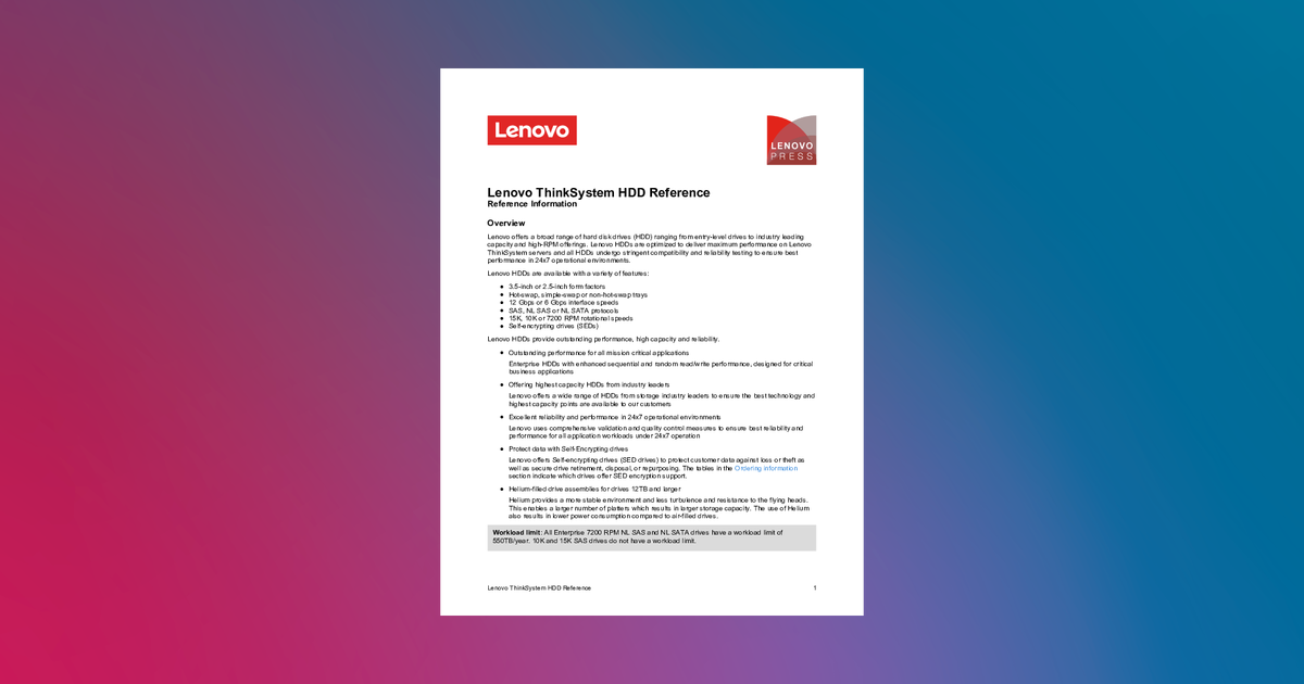 Lenovo ThinkSystem HDD Reference > Lenovo Press